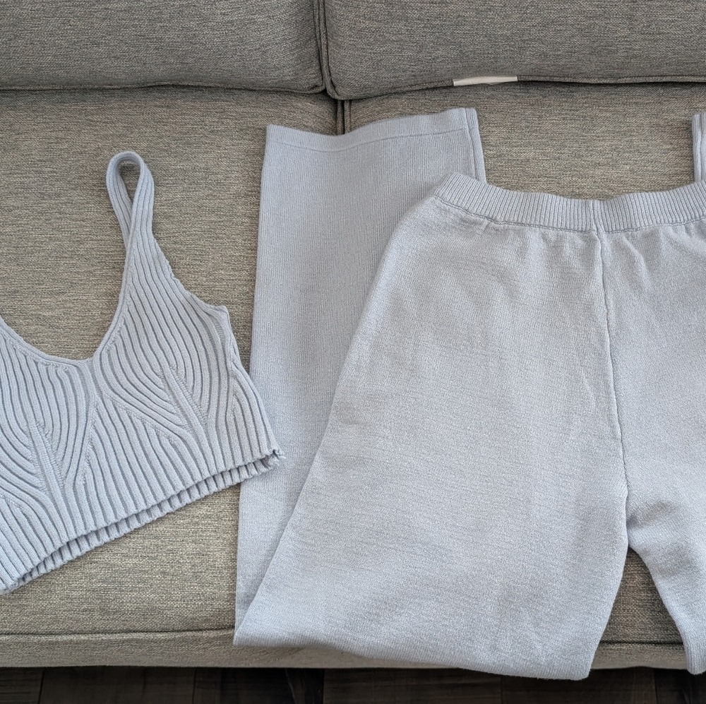Women's Light Blue Knit Lounge Set